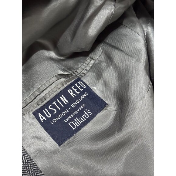 Vintage Austin Reed Mens Blazer Jacket Sz 48L Gray Wool Herringbone Sport Coat - Picture 5 of 8